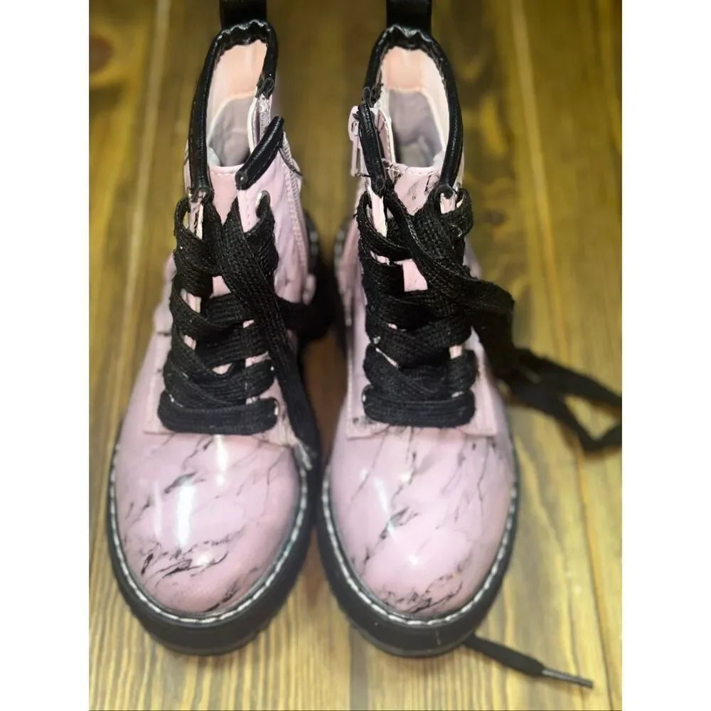 Steve Madden Jolivia Marble Lace-Up Boots girls size 9